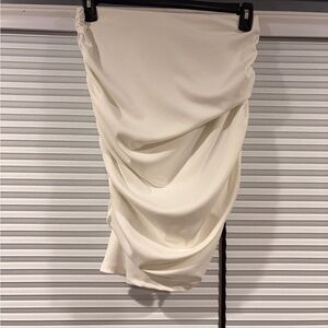 SHEIN Ivory Asymmetrical Draped Midi Skirt